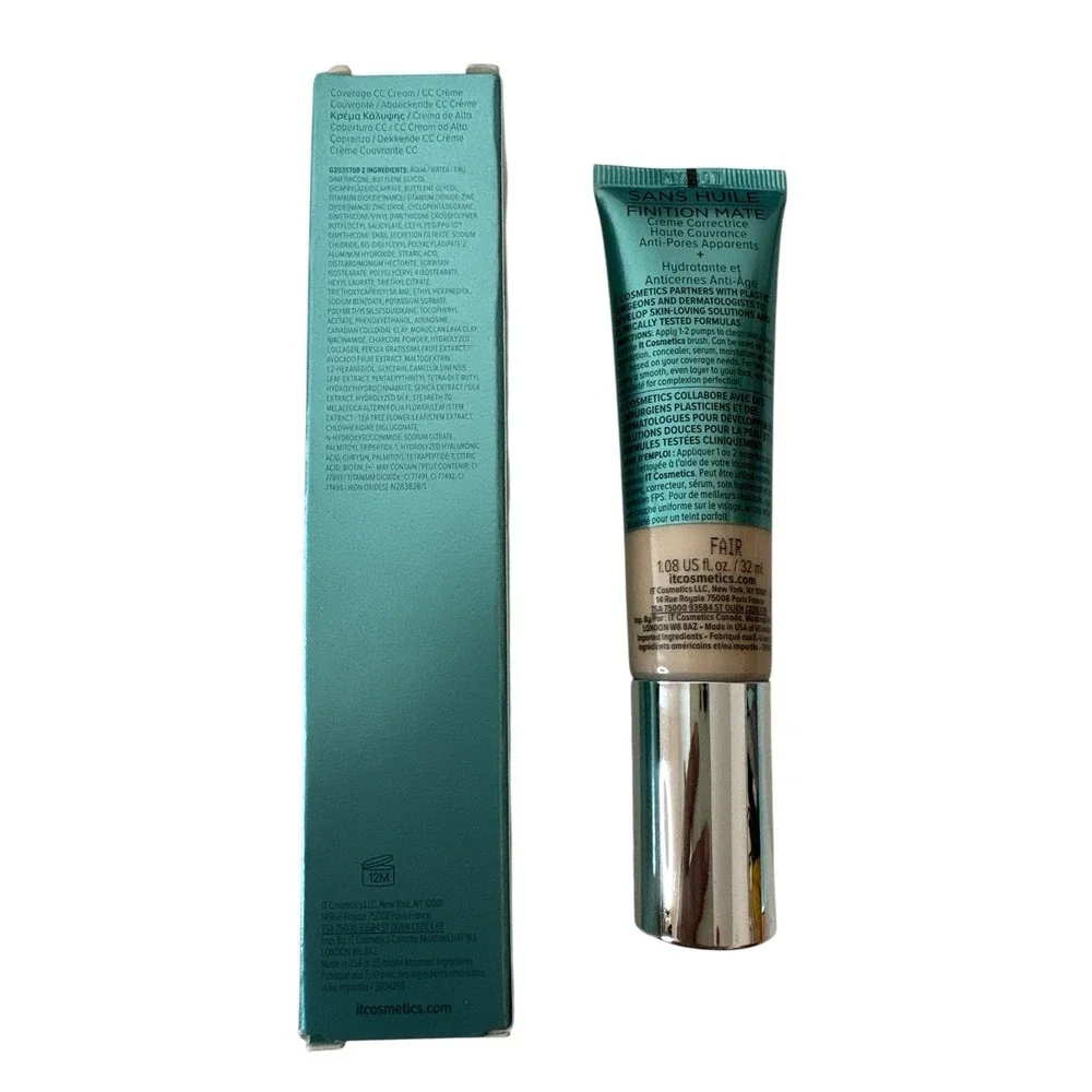 IT Cosmetics‎ FAIR CC+ Oil Free Matte Full Cover Cream SPF 40 1.08 oz New
